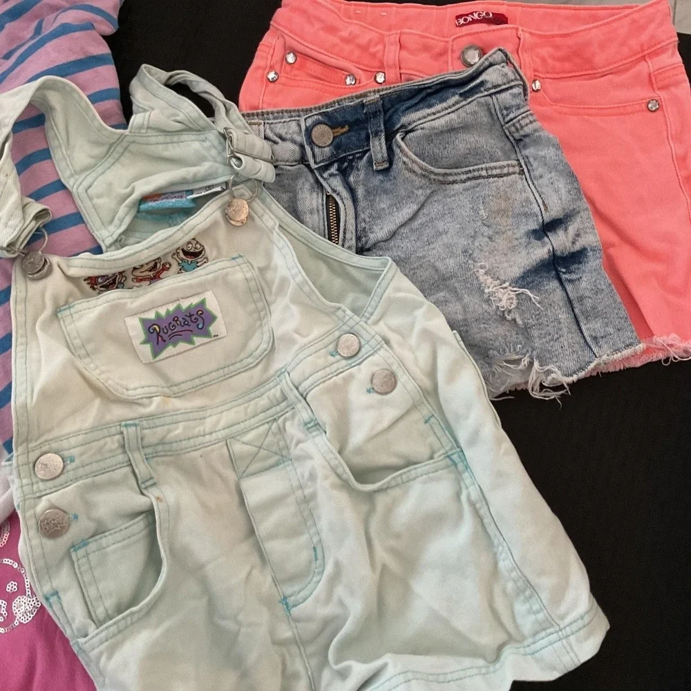 Mixed Brands Outfit Lot Girls 7/8 Jeans Shorts Sweatshirt 13pc Disney Rugrats